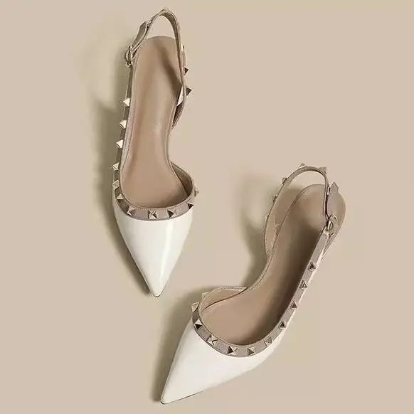 Women's Point Toe French Patent Leather Heel Shoes