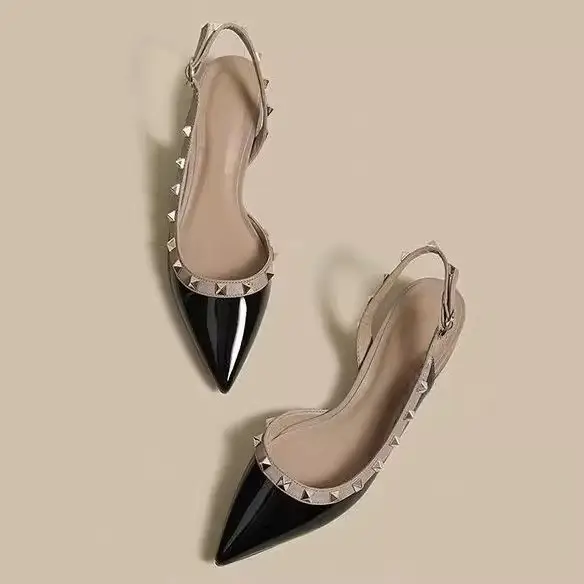 Women's Point Toe French Patent Leather Heel Shoes