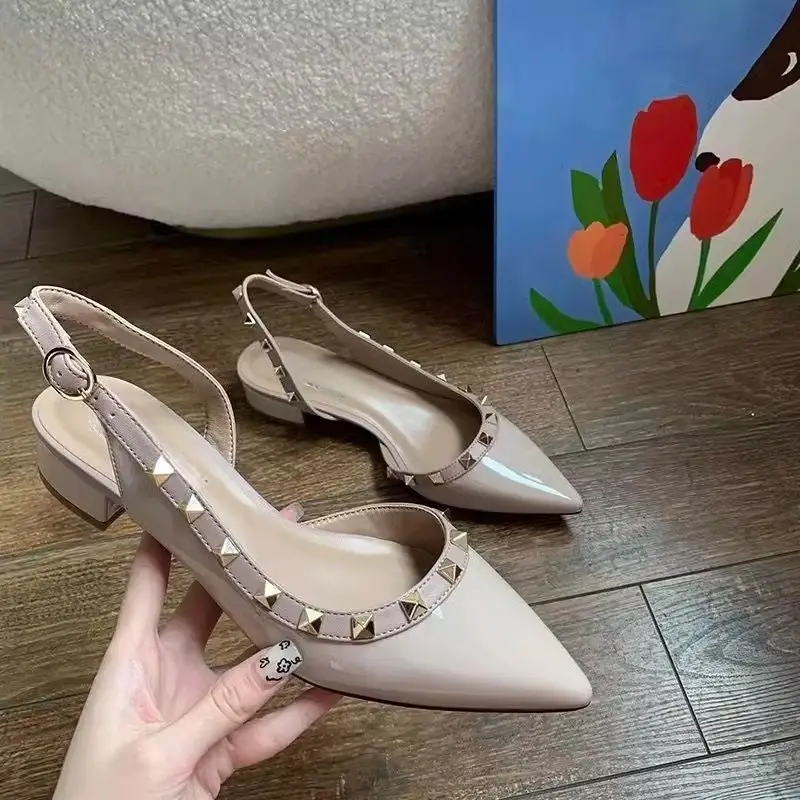 Women's Point Toe French Patent Leather Heel Shoes