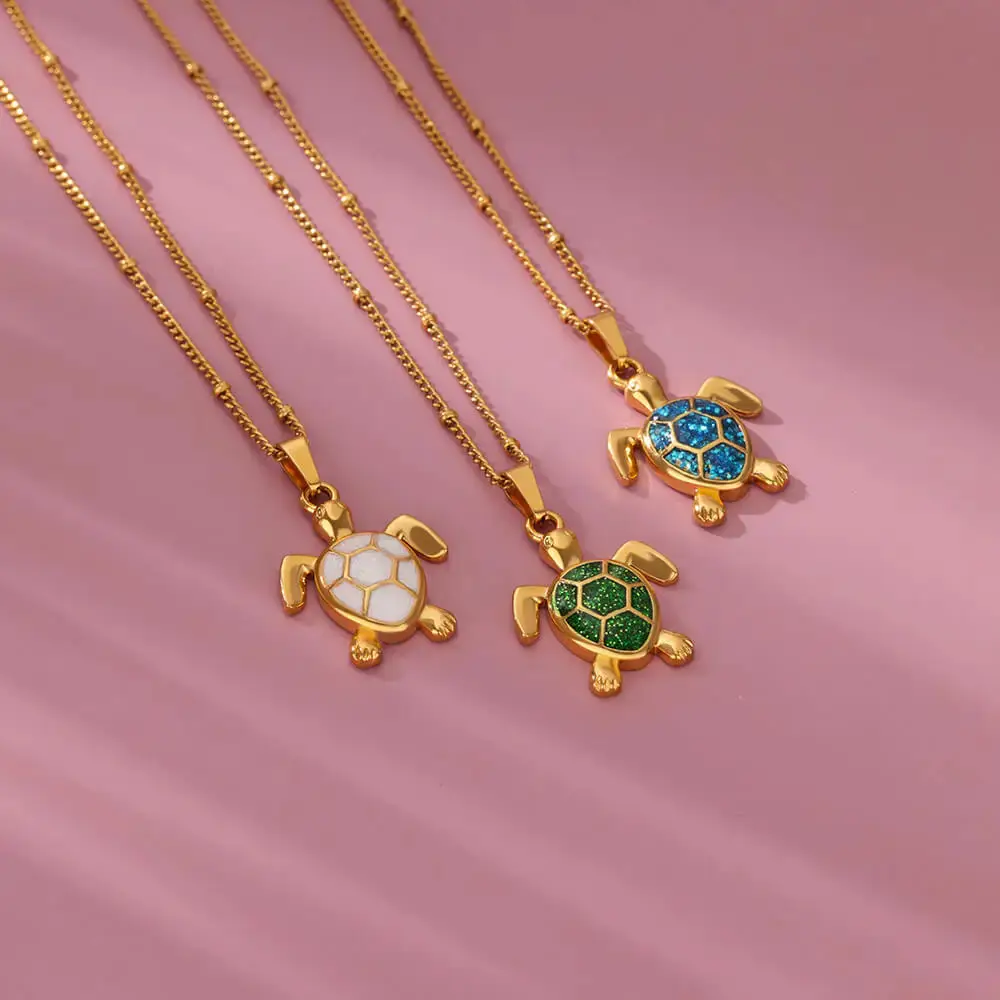 Gold Turtle Zircon Necklace for Women β feature 1
