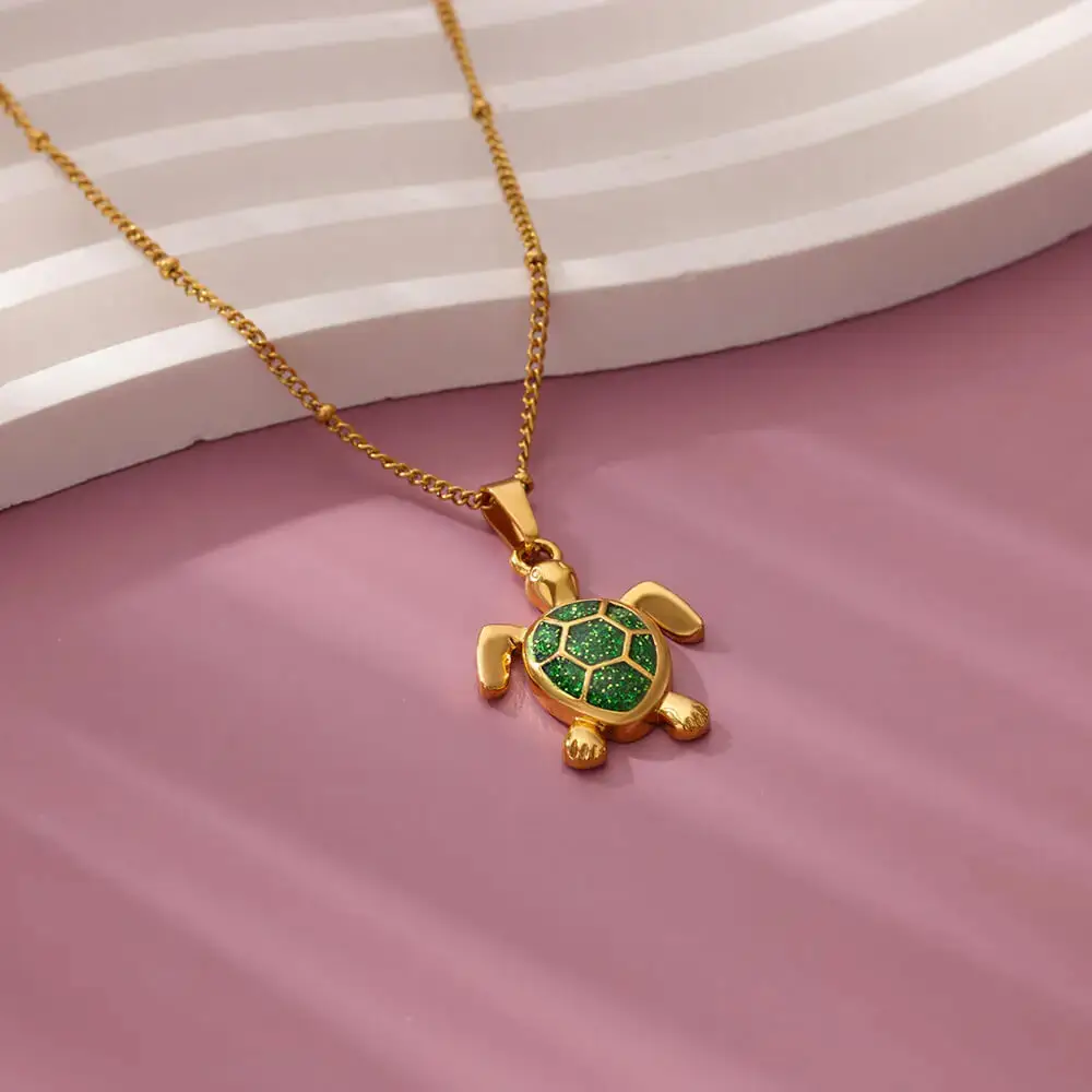 Gold Turtle Zircon Necklace for Women β feature 11