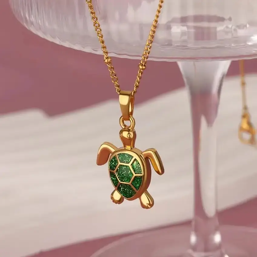 Gold Turtle Zircon Necklace for Women β feature 13