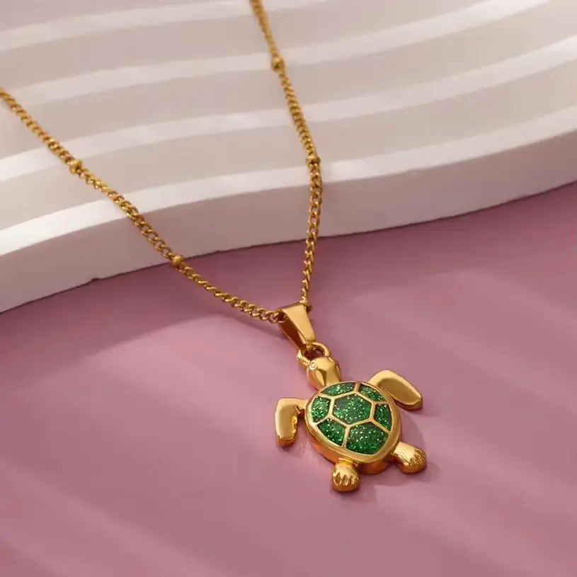 Gold Turtle Zircon Necklace for Women β feature 15