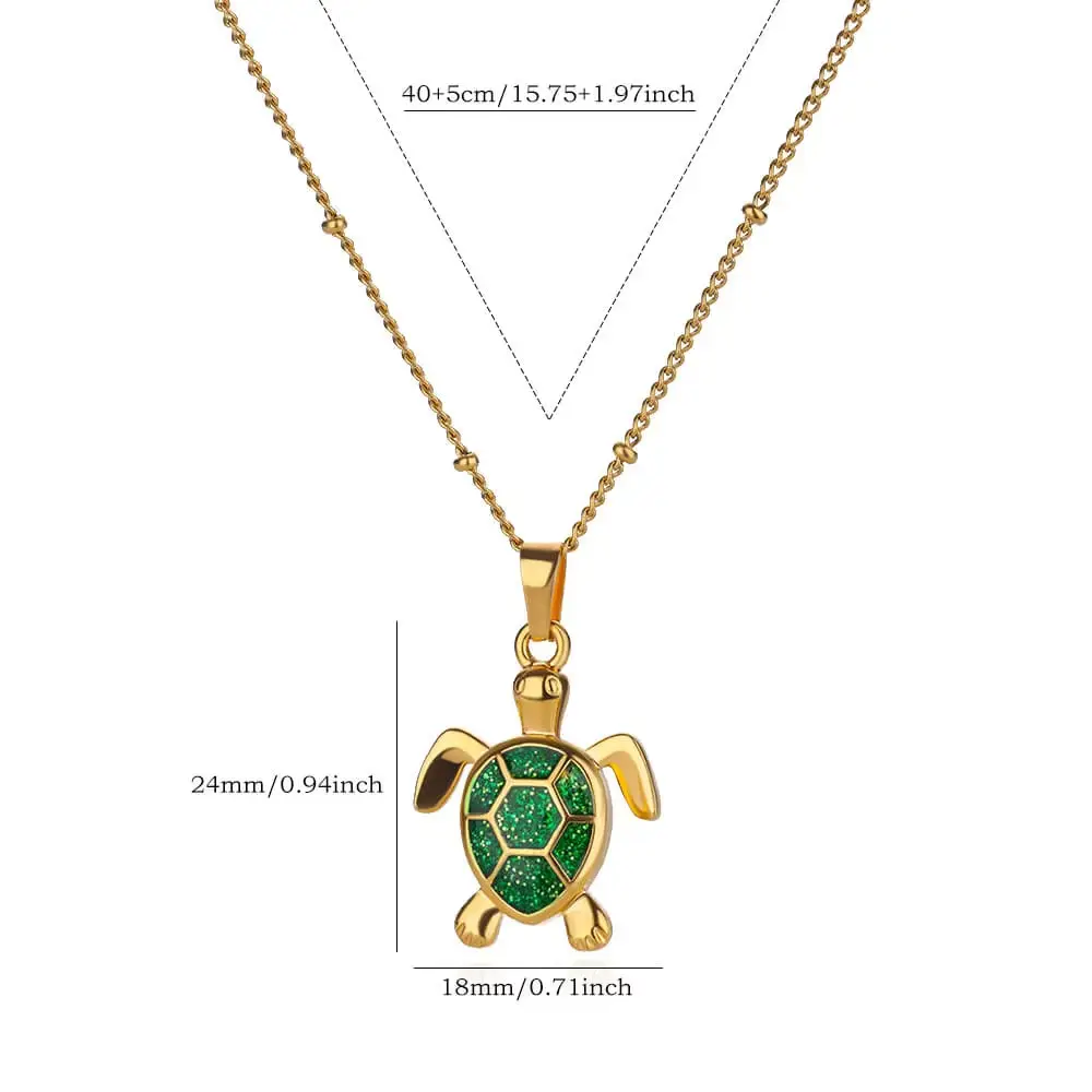 Gold Turtle Zircon Necklace for Women β feature 16