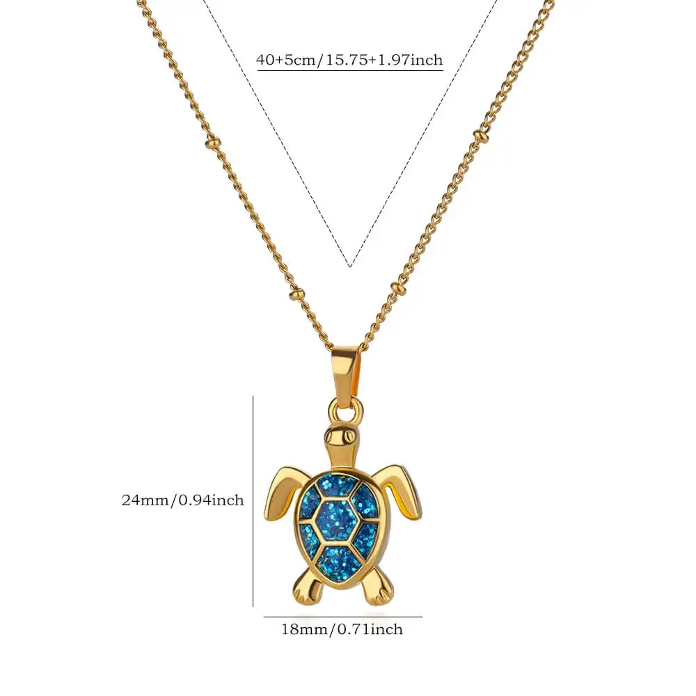 Gold Turtle Zircon Necklace for Women β feature 18