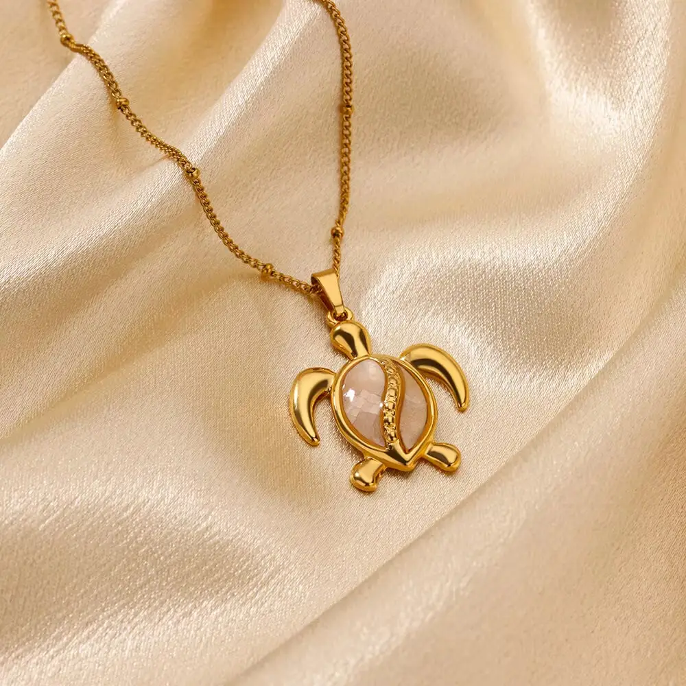 Gold Turtle Zircon Necklace for Women β feature 19