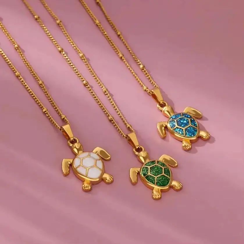 Gold Turtle Zircon Necklace for Women β feature 2