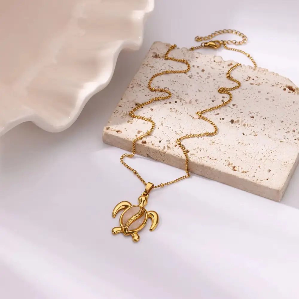 Gold Turtle Zircon Necklace for Women β feature 21