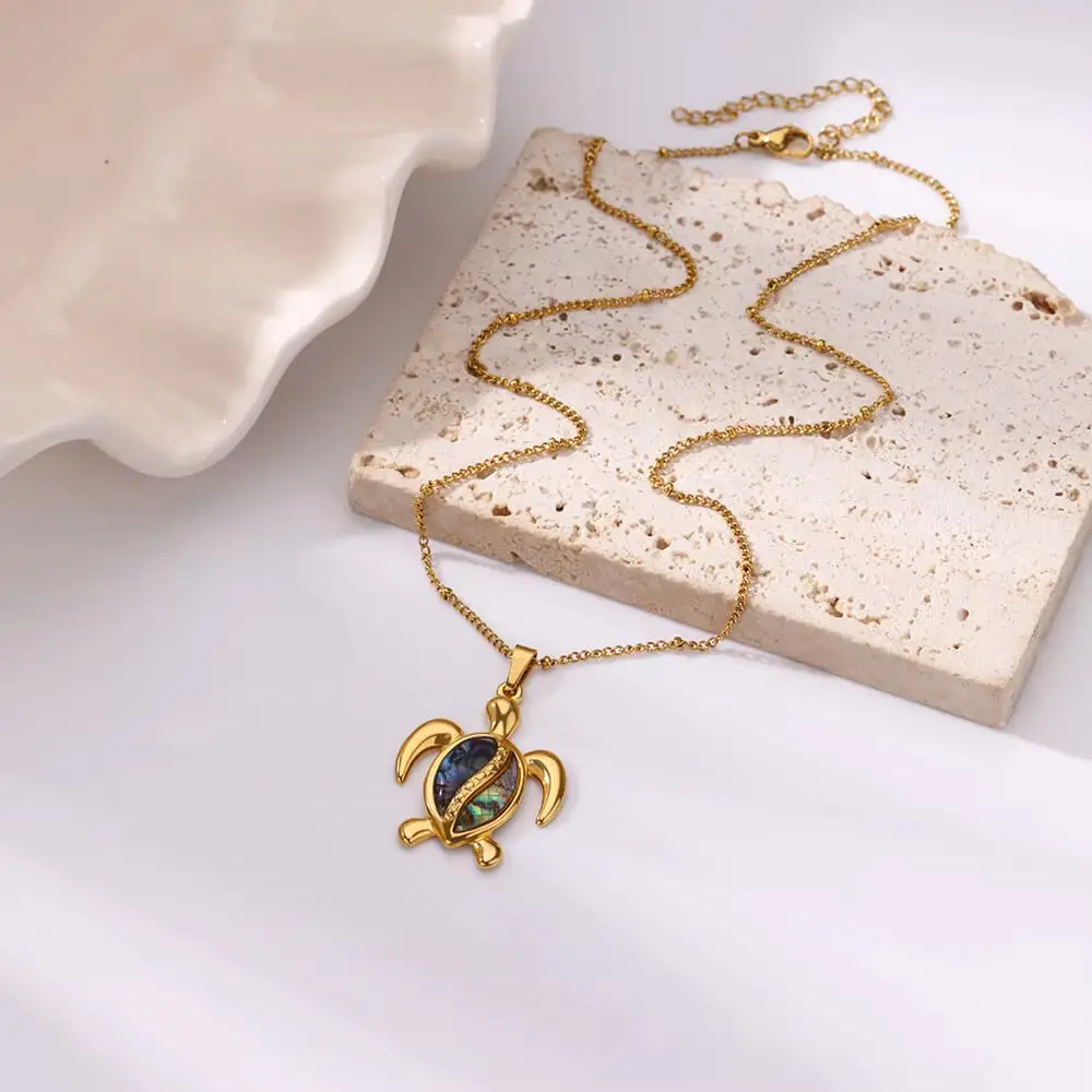 Gold Turtle Zircon Necklace for Women β feature 22