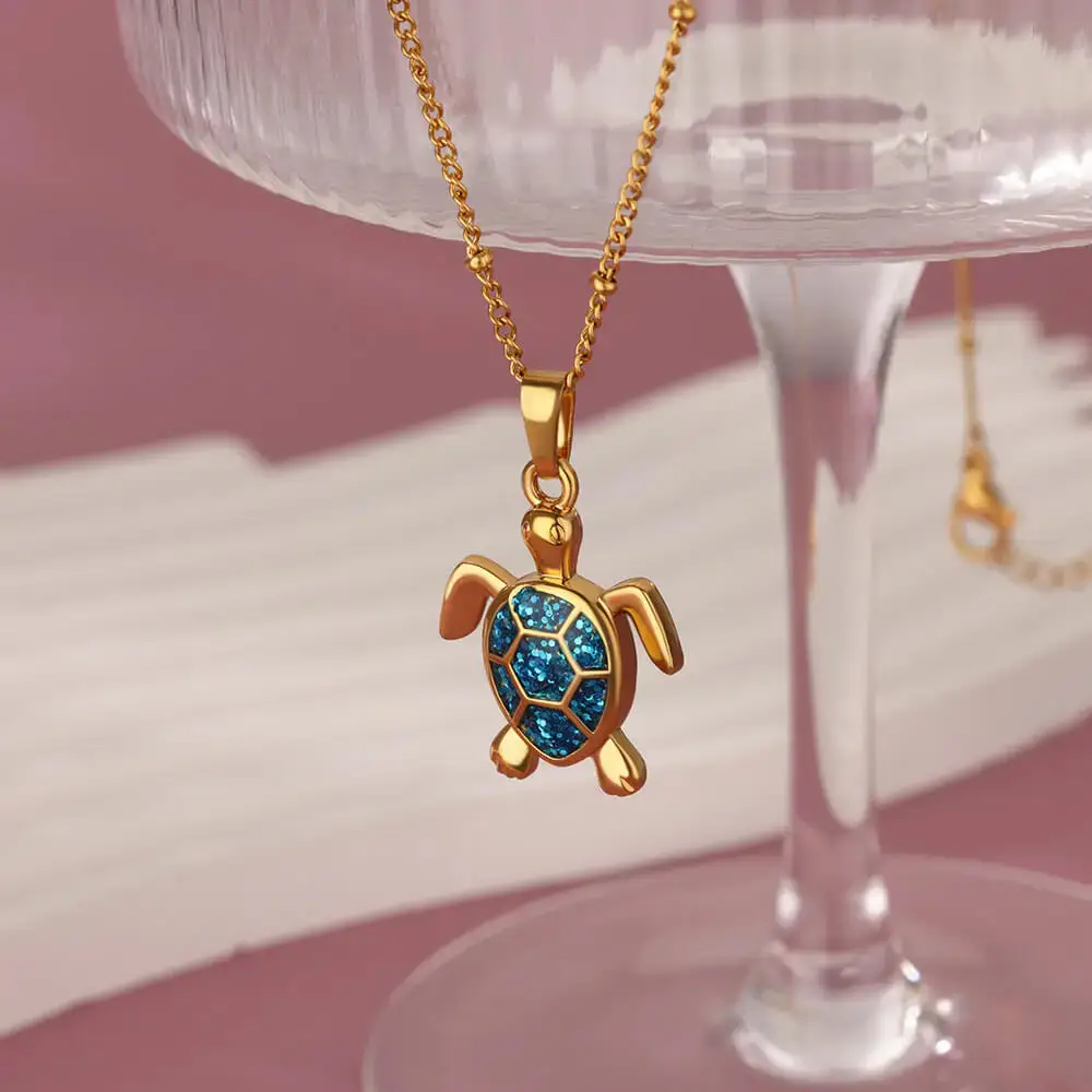 Gold Turtle Zircon Necklace for Women β feature 3