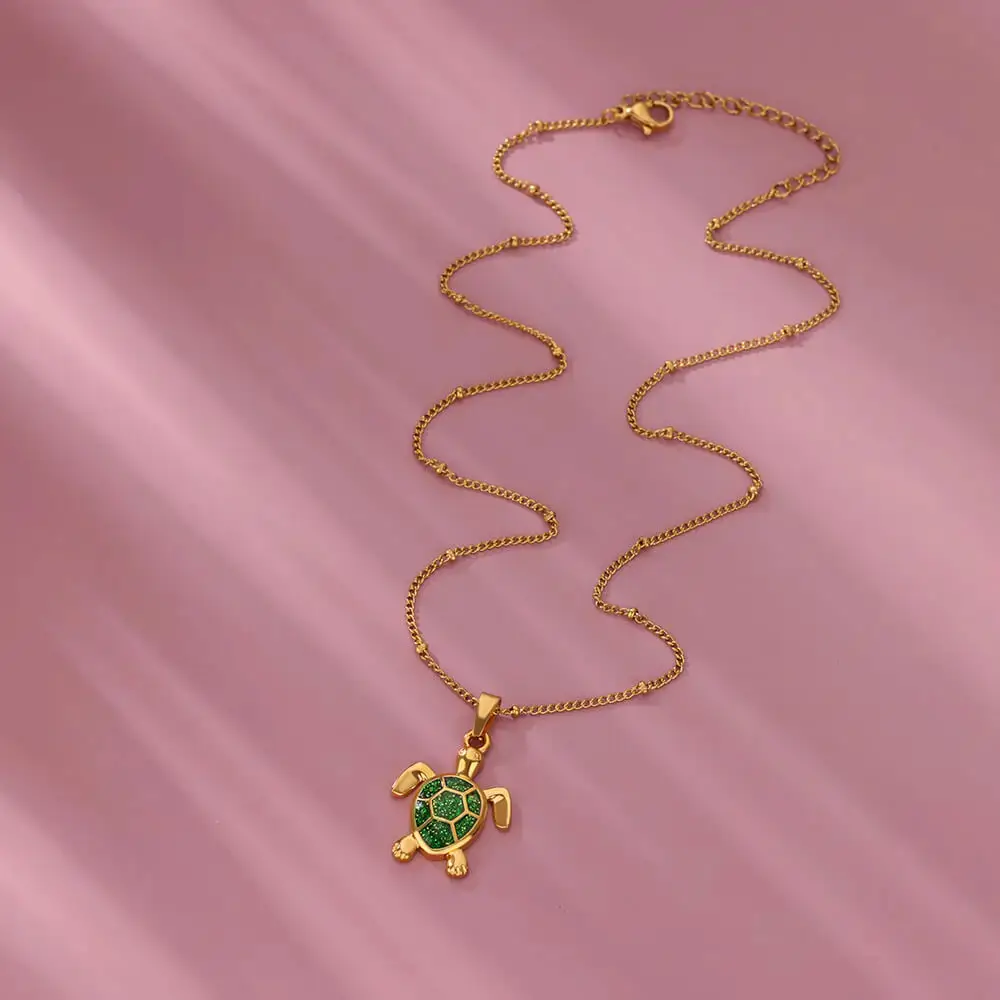 Gold Turtle Zircon Necklace for Women β feature 4