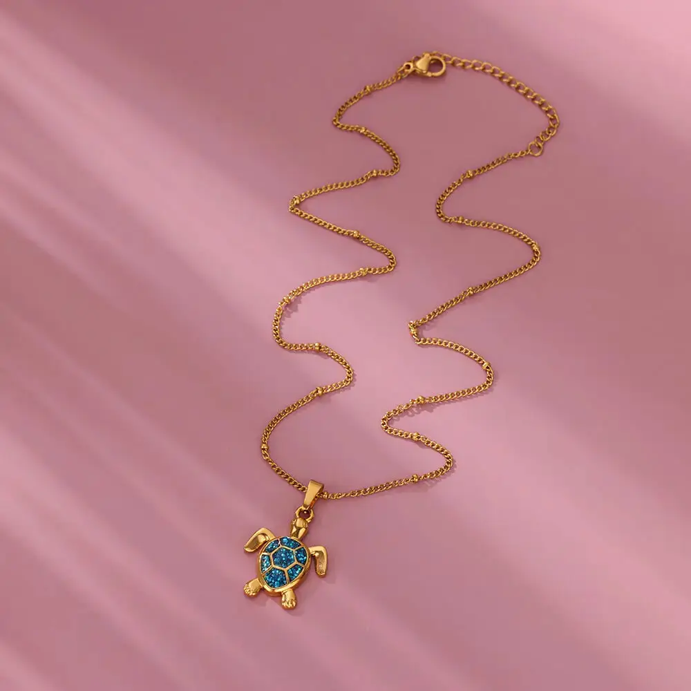 Gold Turtle Zircon Necklace for Women β feature 6