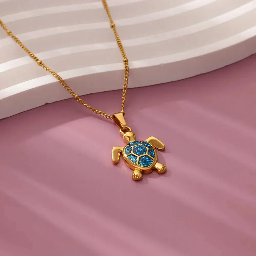 Gold Turtle Zircon Necklace for Women β feature 8