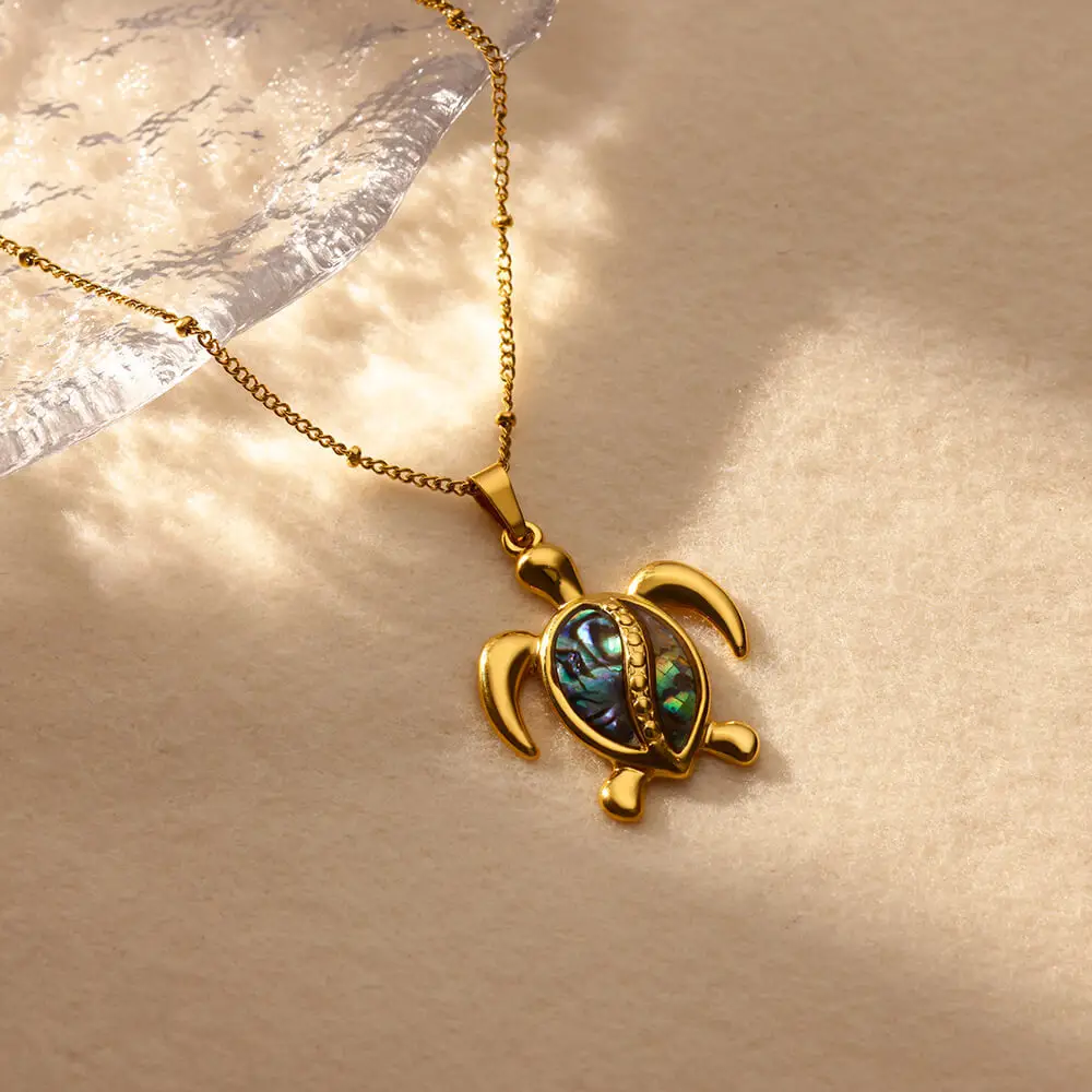 Gold Turtle Zircon Necklace for Women - Image 4