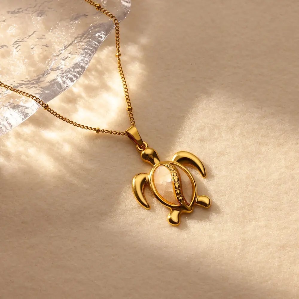 Gold Turtle Zircon Necklace for Women - Image 5