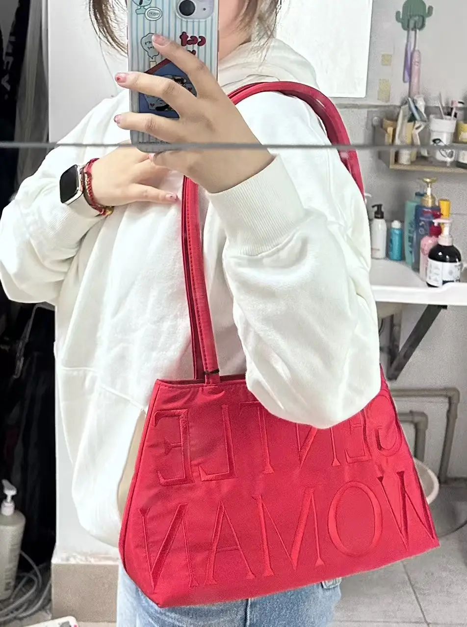 Red Satin Embroidered Shoulder Bag for Women — feature 7