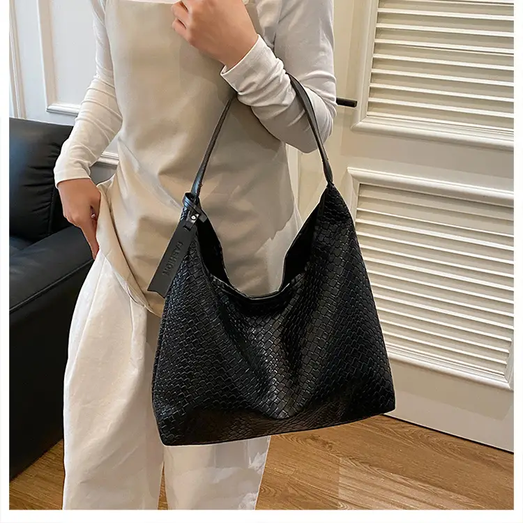 Brown Woven Shoulder Bag for Women, Large Capacity, Western Style — feature 25