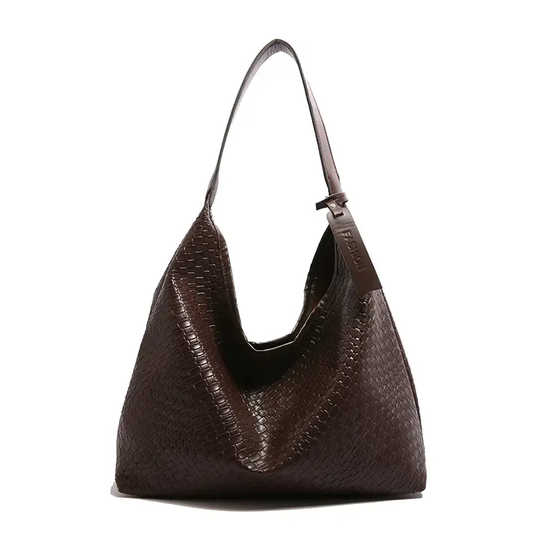Brown Woven Shoulder Bag for Women, Large Capacity, Western Style - Image 5