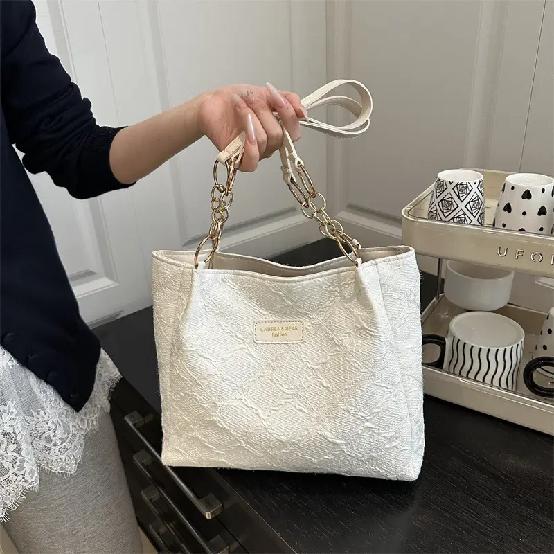 Women's White Embroidered Shoulder Crossbody Bag Large Capacity - Image 5