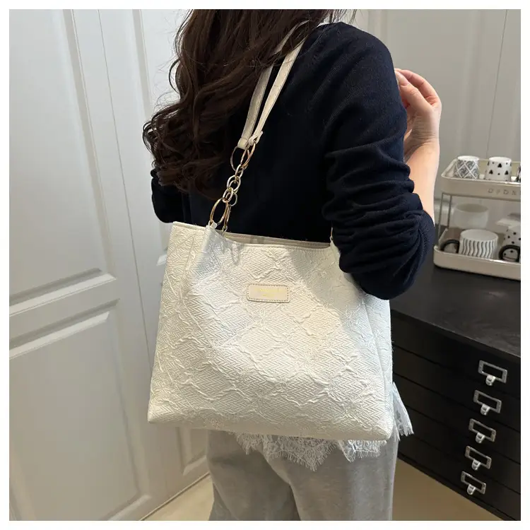 Women's White Embroidered Shoulder Crossbody Bag Large Capacity — feature 16