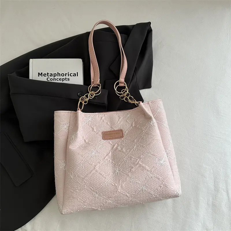 Women's White Embroidered Shoulder Crossbody Bag Large Capacity - Image 3