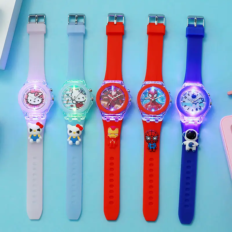 New in stock wholesale generation silicone cartoon doll pointer quartz luminous box children's watch