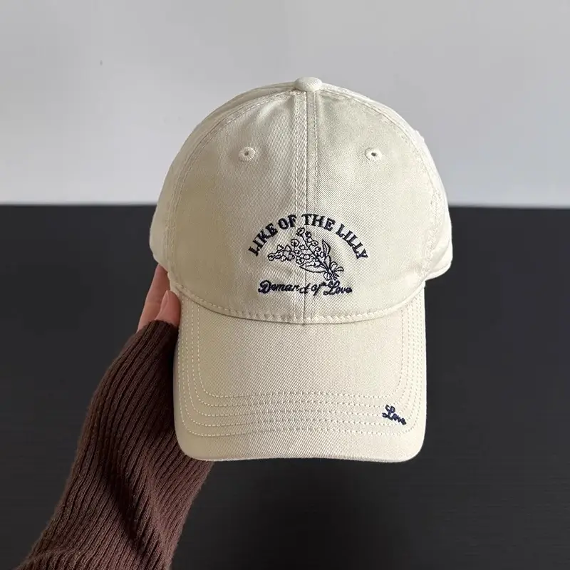 Korean Style Embroidered Baseball Cap White 2025 - Image 5