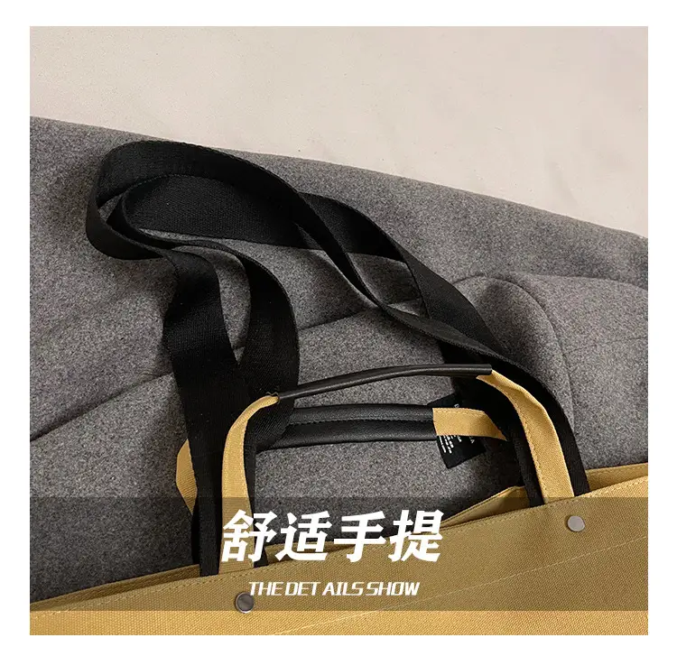 Women Canvas Tote Bag Yellow Black Large Capacity Western Style — feature 3