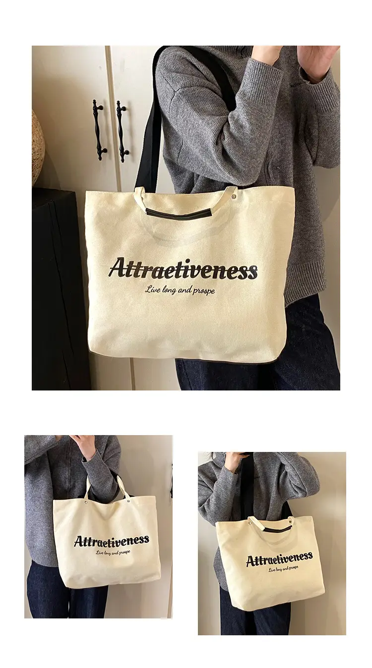 Women Canvas Tote Bag Yellow Black Large Capacity Western Style — feature 30