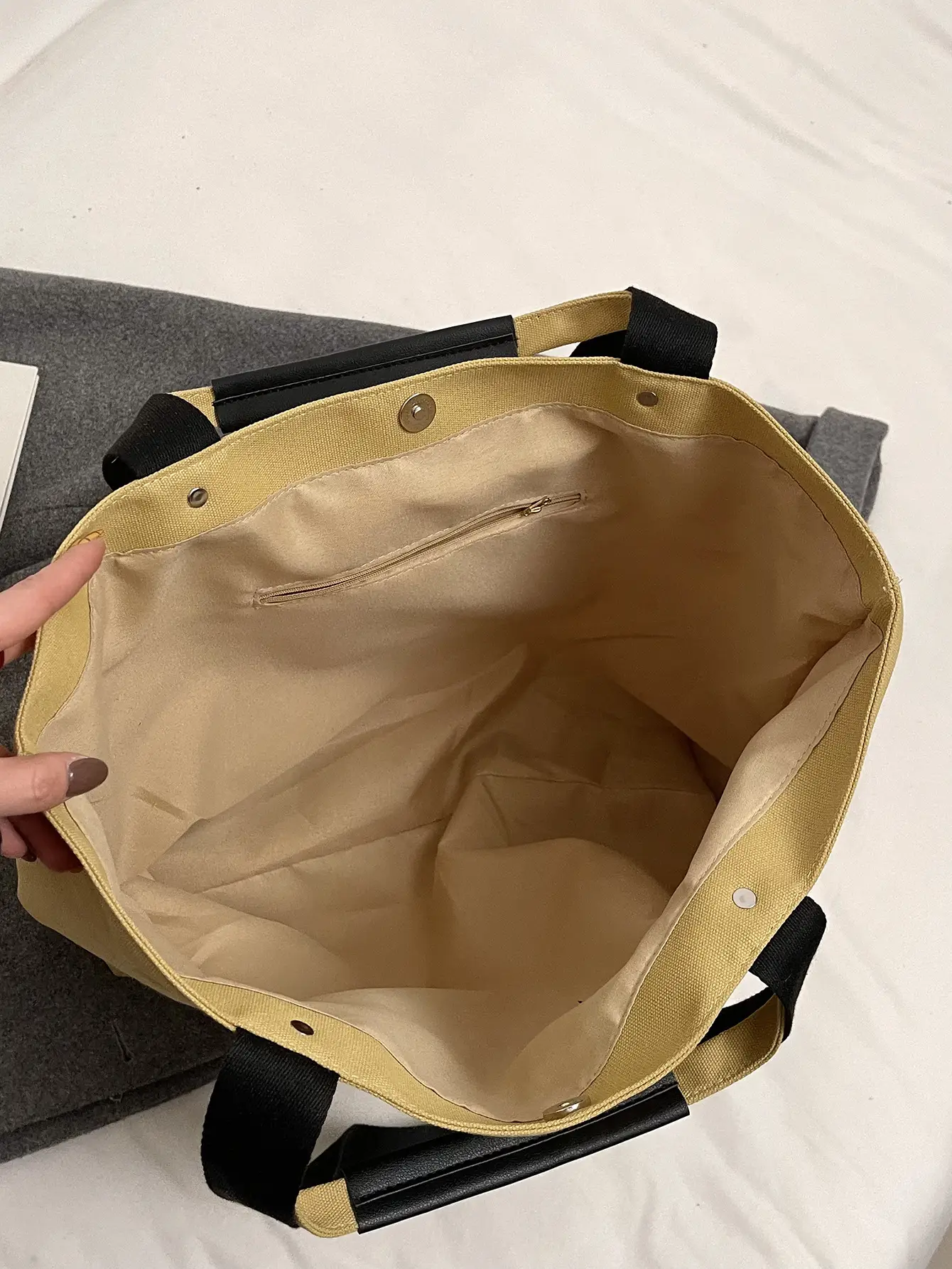 Women Canvas Tote Bag Yellow Black Large Capacity Western Style — feature 39