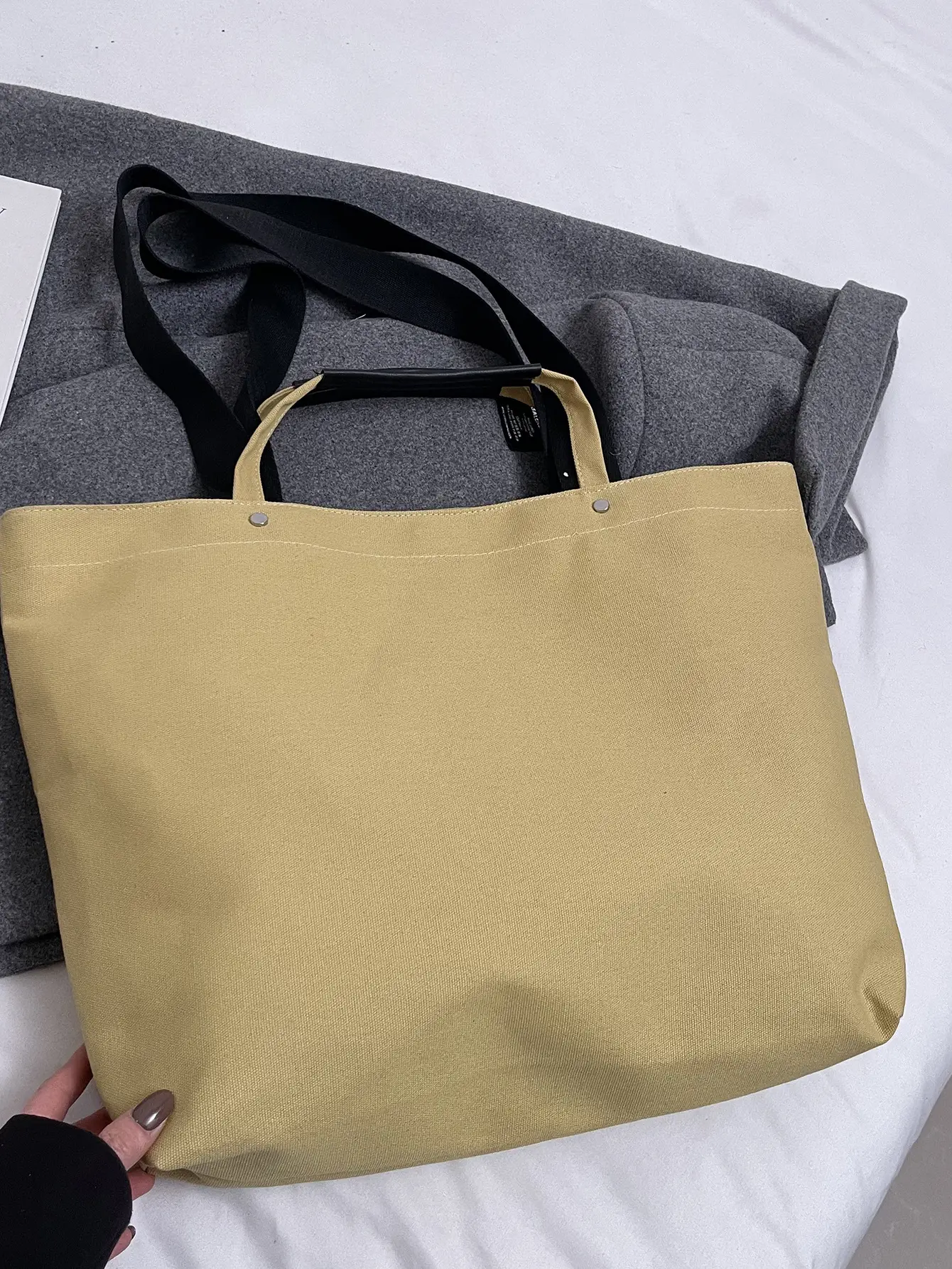 Women Canvas Tote Bag Yellow Black Large Capacity Western Style — feature 41