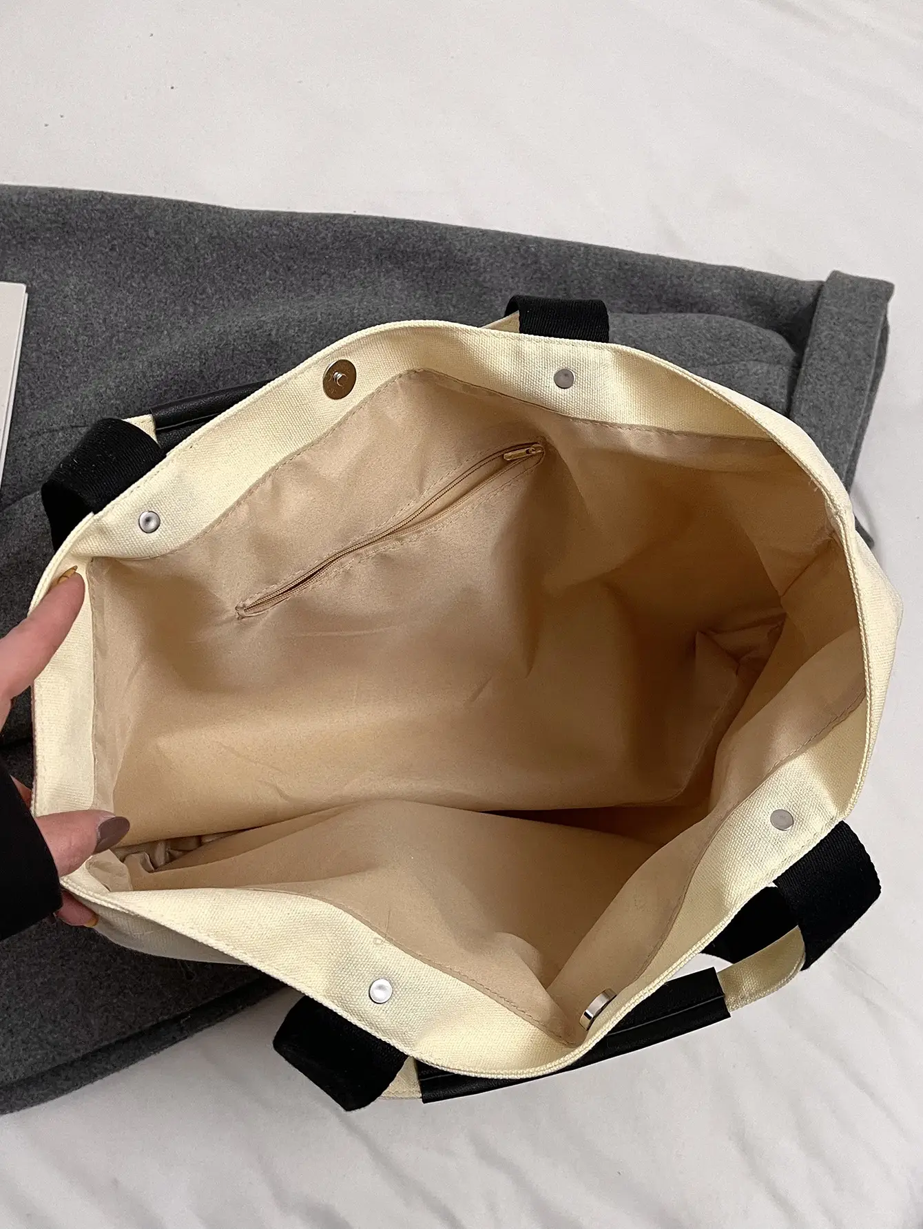 Women Canvas Tote Bag Yellow Black Large Capacity Western Style — feature 47