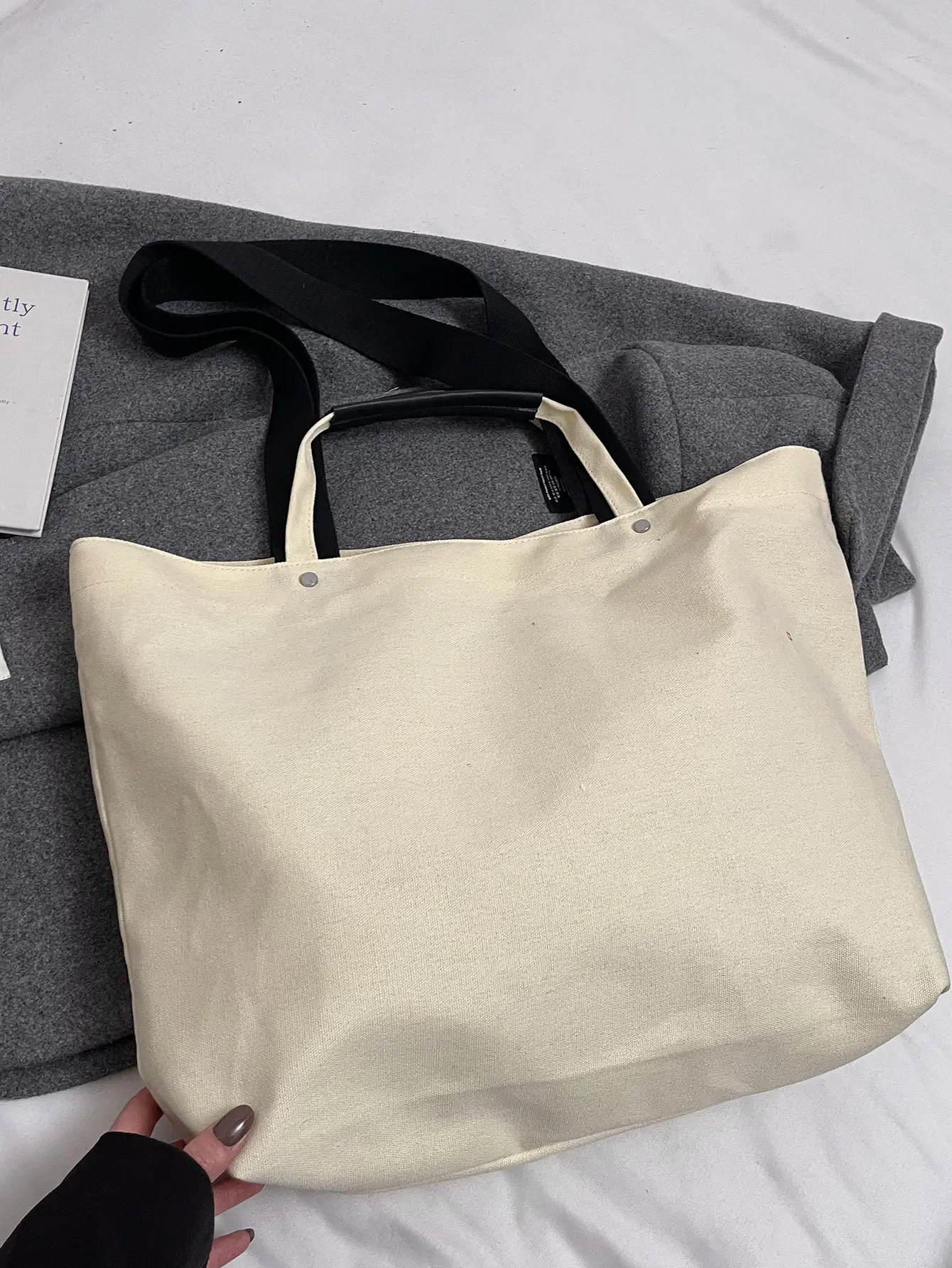 Women Canvas Tote Bag Yellow Black Large Capacity Western Style — feature 49