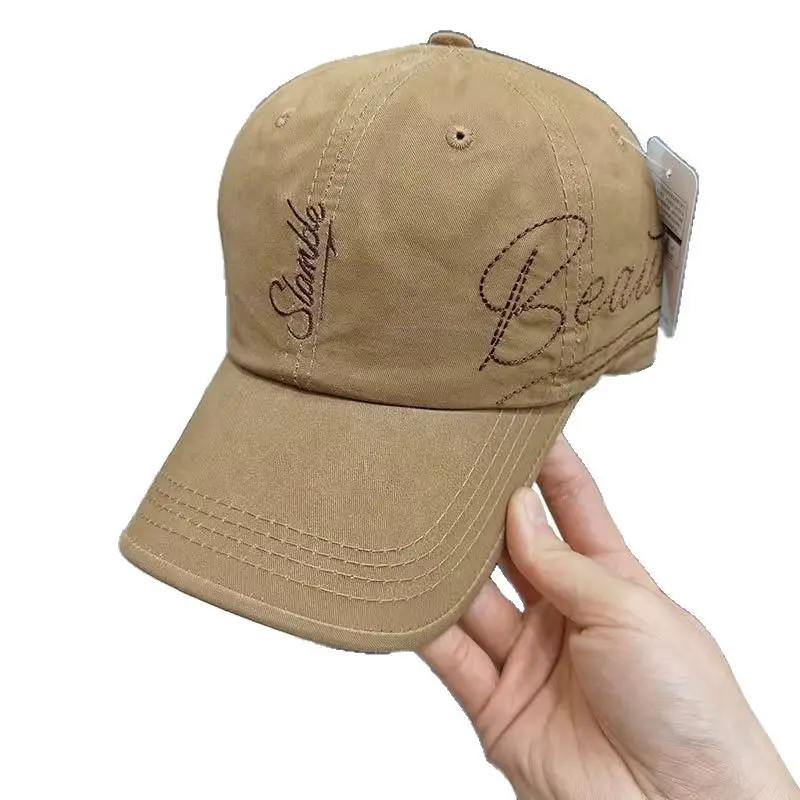 Women Brown Embroidered Baseball Cap Sun Protection - Image 13