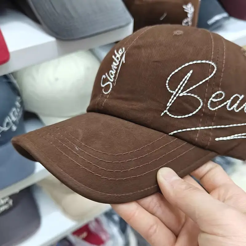 Women Brown Embroidered Baseball Cap Sun Protection — feature 10