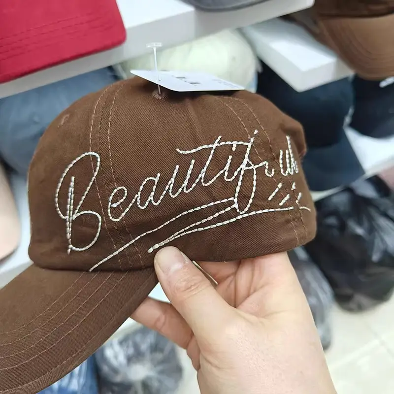Women Brown Embroidered Baseball Cap Sun Protection — feature 12