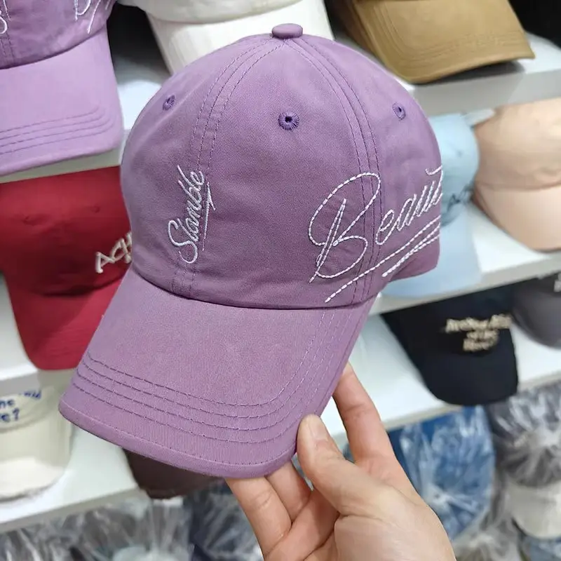 Women Brown Embroidered Baseball Cap Sun Protection — feature 2