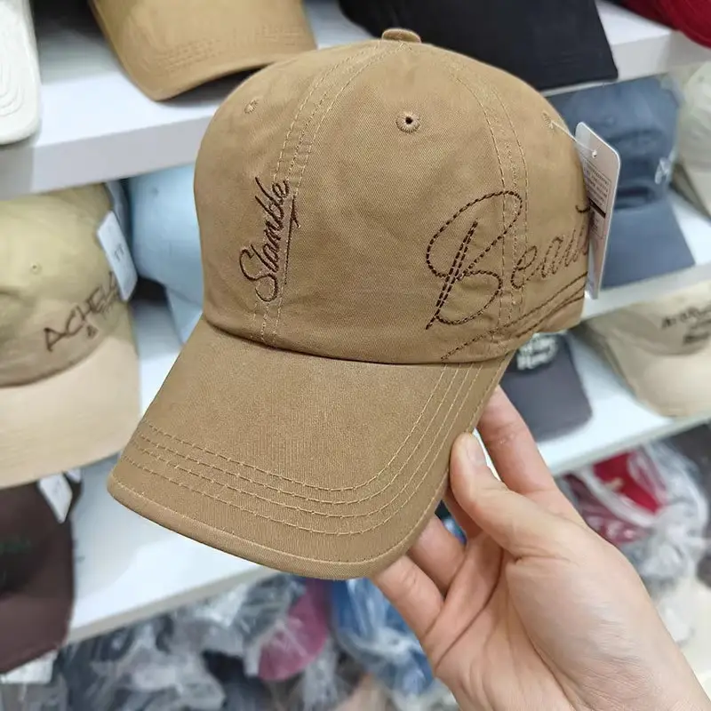 Women Brown Embroidered Baseball Cap Sun Protection — feature 4