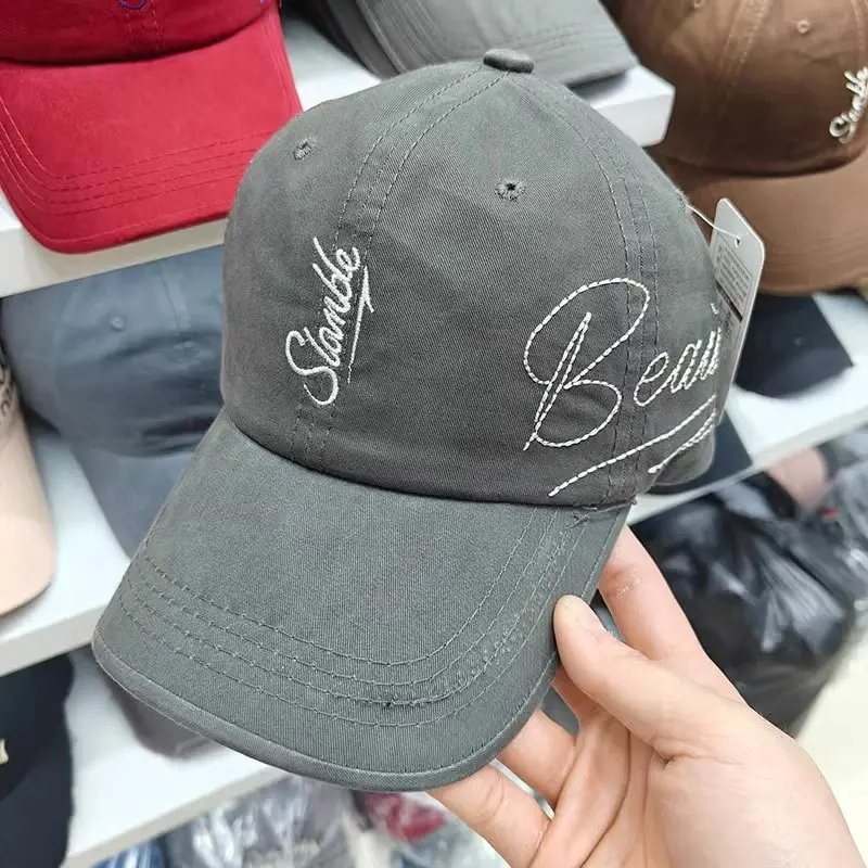 Women Brown Embroidered Baseball Cap Sun Protection — feature 7