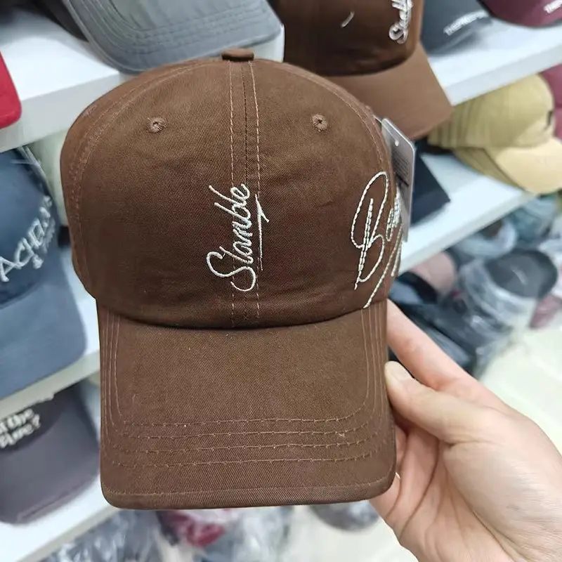Women Brown Embroidered Baseball Cap Sun Protection — feature 9