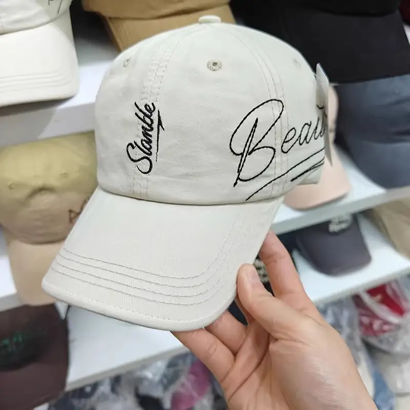 Women Brown Embroidered Baseball Cap Sun Protection - Image 6