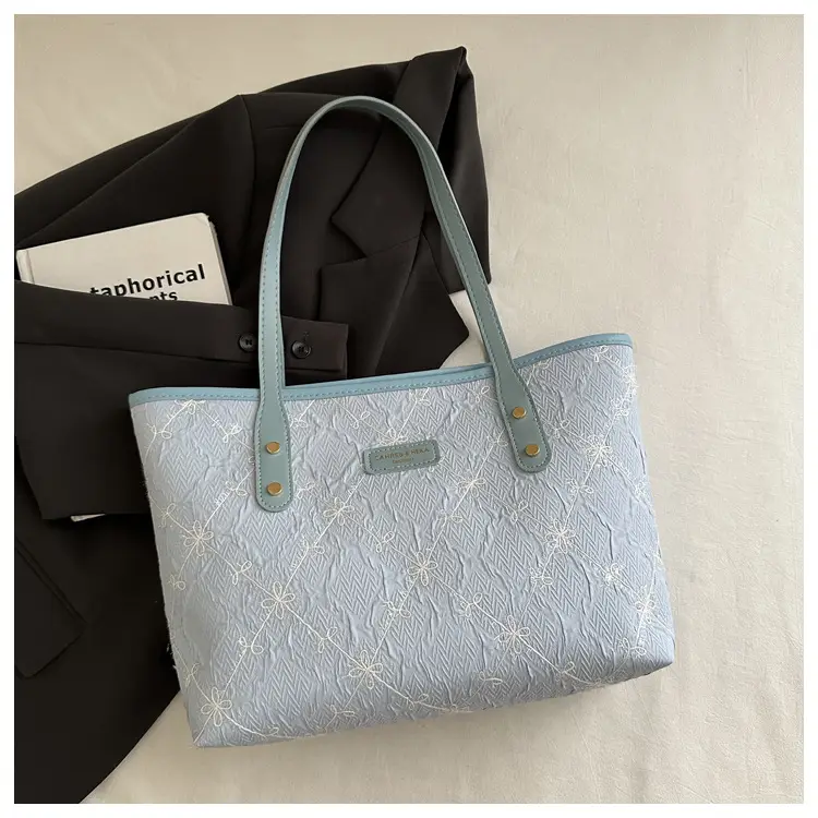 Women Quilted Light Blue Shoulder Bag 2025 - Image 4