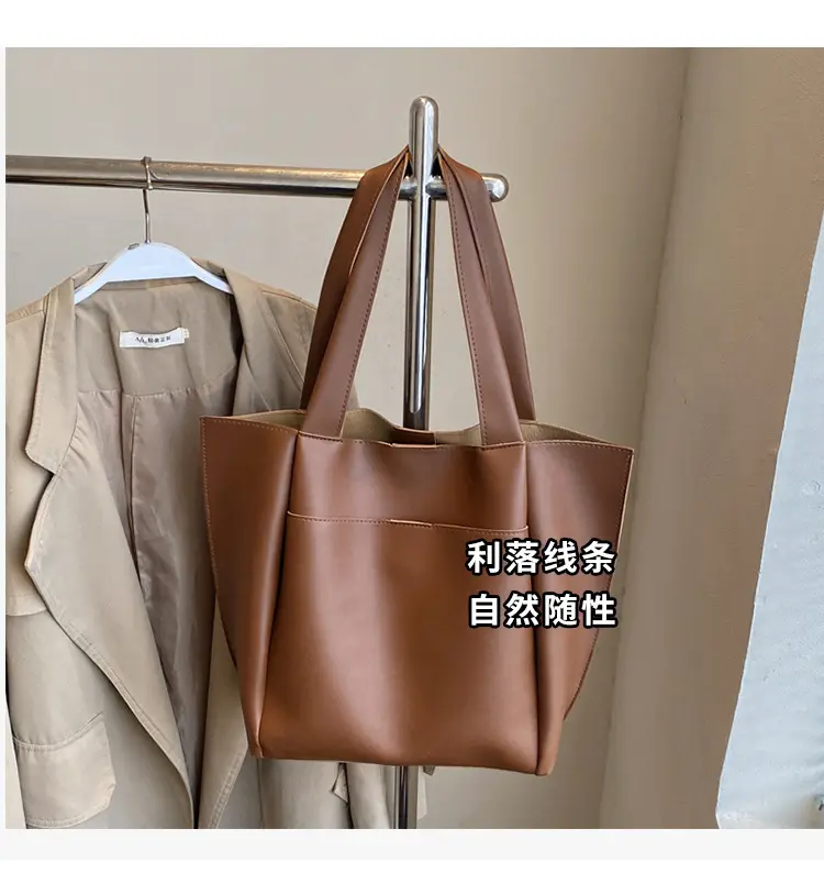 2025 Black Leather Tote Bag for Women Spring New — feature 3