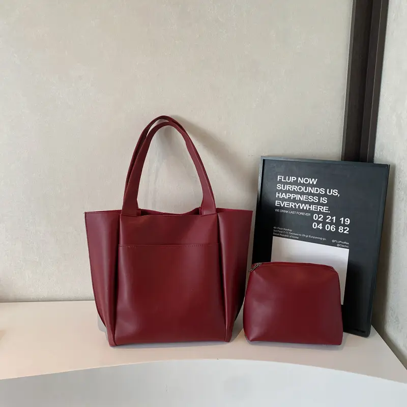 2025 Black Leather Tote Bag for Women Spring New