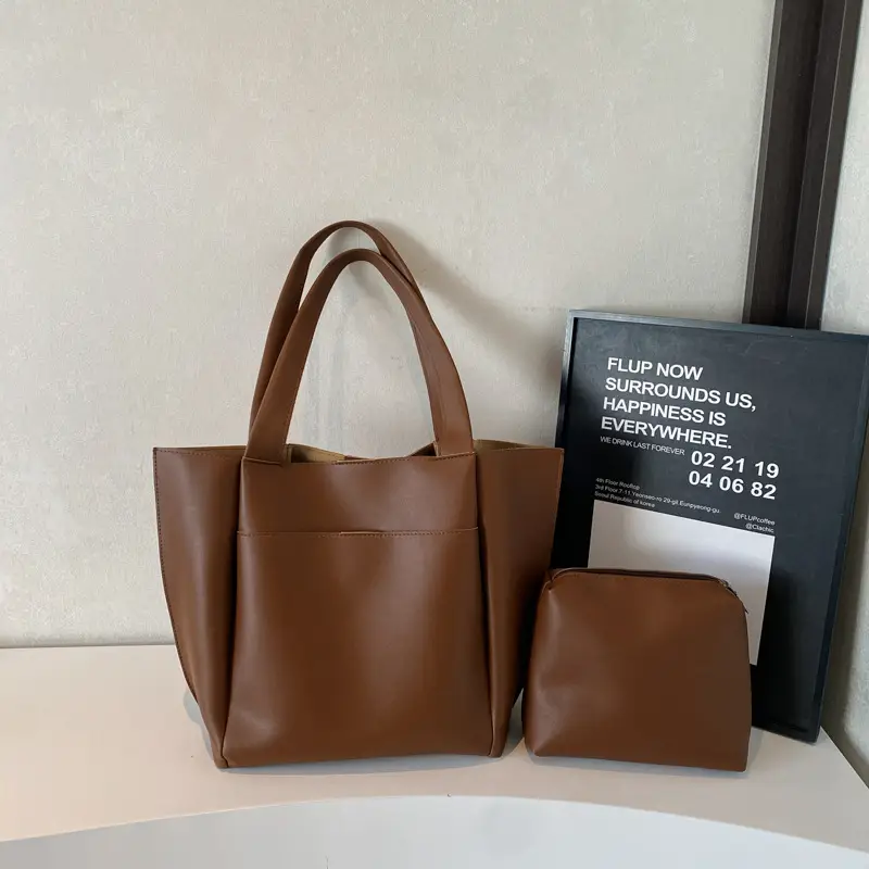 2025 Black Leather Tote Bag for Women Spring New