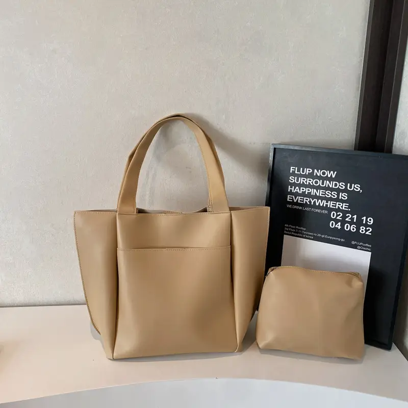 2025 Black Leather Tote Bag for Women Spring New
