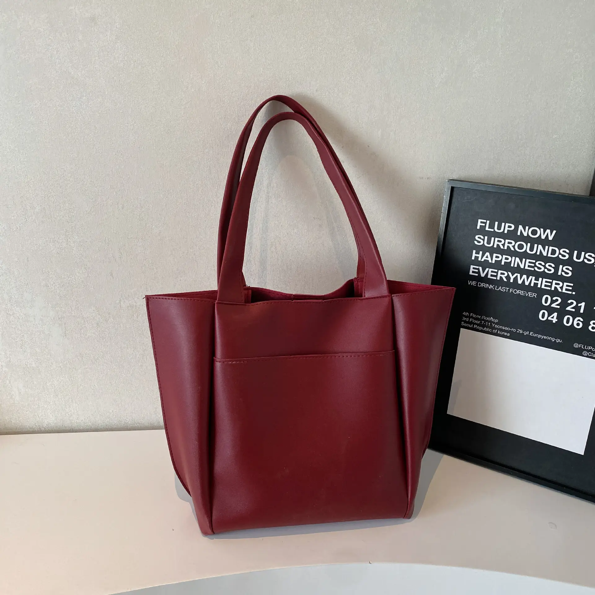 Women's Large Capacity Leather Tote Bag Brown 2026 - Image 3