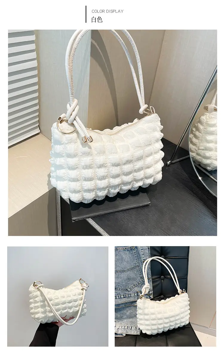 Pink Bubble Pleated Handheld Bag for Girls — feature 20