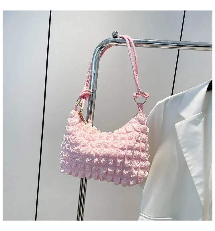Pink Bubble Pleated Handheld Bag for Girls — feature 24