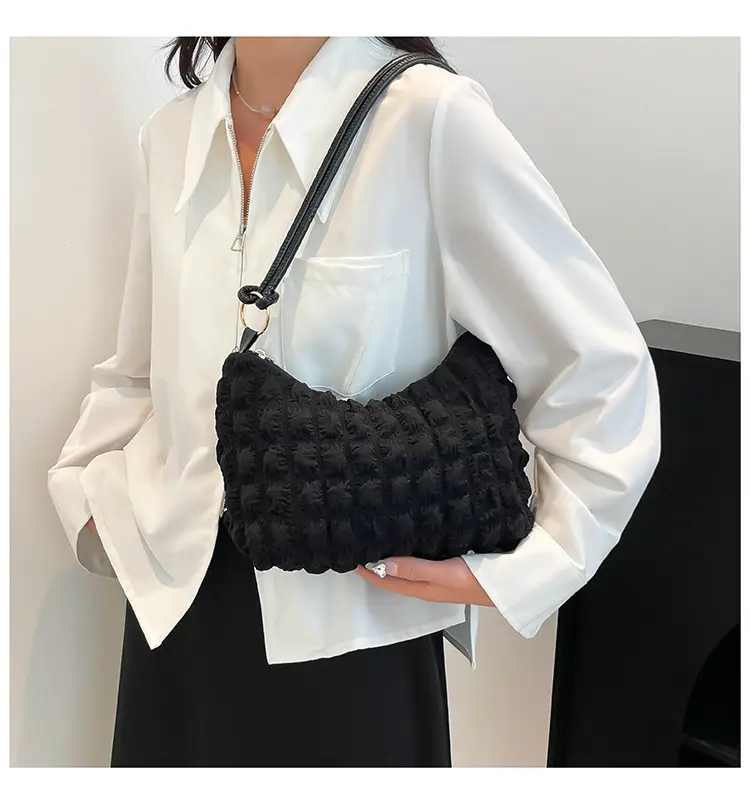 Pink Bubble Pleated Handheld Bag for Girls — feature 9